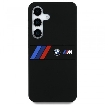 Originální zadní kryt BMW Silicone Middle Tricolor Stripes MagSafe pro Samsung Galaxy S25 Ultra černý