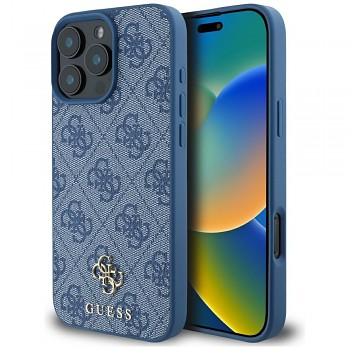 Originální zadní kryt GUESS HC PU 4G Small 4G and Classic Magsafe pro iPhone 16 Pro blue