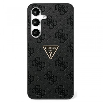 Originální zadní kryt GUESS Hot Stamp 4G Pattern Triangle Metal Logo pro Samsung Galaxy S25 černý