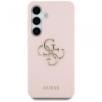 Originální zadní kryt GUESS Silicone Big 4G Logo Bottom Script pro Samsung Galaxy S25 Ultra růžový