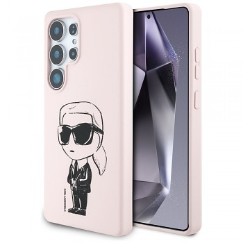 Originální zadní kryt KARL LAGERFELD Silicone Graffiti Ikonik Printed Logo MagSafe pro Samsung Galaxy S25 Ultra pink