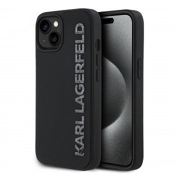 Zadní kryt Karl Lagerfeld 3D Rubber Glitter Logo pro iPhone 15 Black