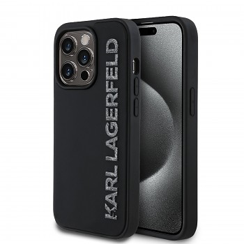 Zadní kryt Karl Lagerfeld 3D Rubber Glitter Logo pro iPhone 14 Pro Black