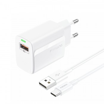 Rychlonabíječka Foneng EU64 s datovým kabelem USB-C 18W bílá