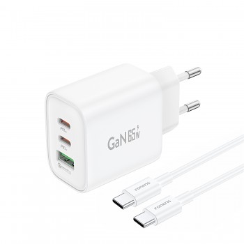 Rychlonabíječka Foneng GaN10-EU s datovým kabelem USB-C 65W bílá