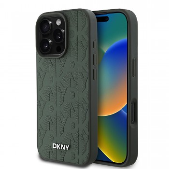 Zadní kryt DKNY PU Leather Grid Pattern Magsafe pro iPhone 16 Pro Max Green