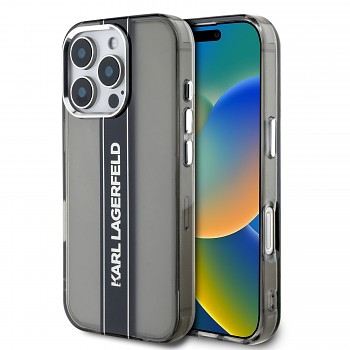 Zadní kryt Karl Lagerfeld IML Stripe Logo pro iPhone 16 Pro Black