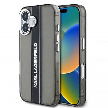 Zadní kryt Karl Lagerfeld IML Stripe Logo pro iPhone 16 Black