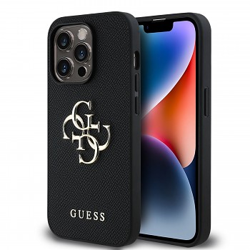 Zadní kryt Guess PU Grained 4G Metal Logo pro iPhone 14 Pro Black