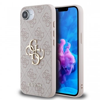 Zadní kryt Guess PU 4G Metal Logo pro iPhone 16e Pink