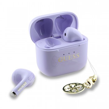 Bezdrátová sluchátka Guess Classic Logo Charm TWS Purple