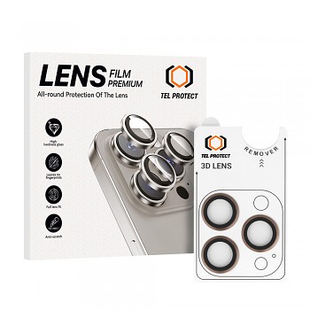 Tvrzené sklo Tel Protect 3D Lens na fotoaparát pro iPhone 15 Pro-15 Pro Max titanium (3 pcs)