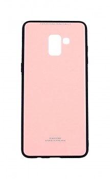 Zadní pevný kryt GLASS na Samsung A8 Plus 2018 růžový
