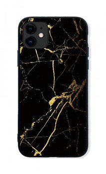 Zadní pevný kryt LUXURY na iPhone 11 Marble černo-zlatý