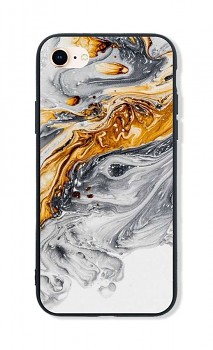 Zadní pevný kryt LUXURY na iPhone SE 2020 Marble šedo-zlatý