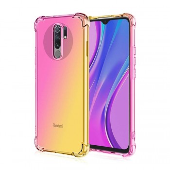 Zadní silikonový kryt na Xiaomi Redmi 9 Shock duhový růžovo-žlutý