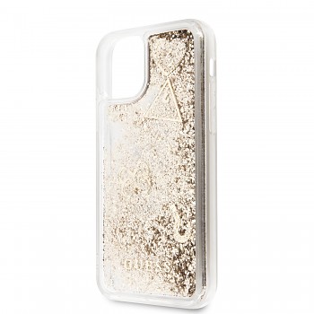 Guess Glitter Hearts Zadní Kryt pro iPhone 11 Gold