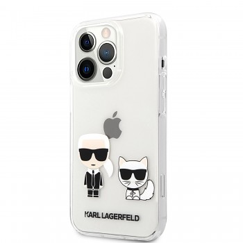 Karl Lagerfeld PC/TPU Ikonik Karl and Choupette Zadní Kryt pro iPhone 13 Pro Max Transparent