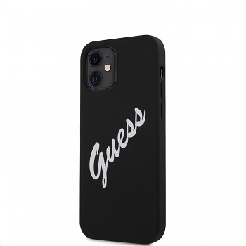 Guess Silicone Vintage Script Zadní Kryt pro iPhone 12 mini 5.4 Black