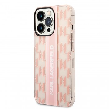 Karl Lagerfeld Monogram Vertical Stripe Zadní Kryt pro iPhone 14 Pro Max Pink