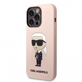 Karl Lagerfeld Liquid Silicone Ikonik NFT Zadní Kryt pro iPhone 14 Pro Pink