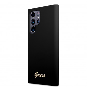 Guess Liquid Silicone Metal Logo Zadní Kryt pro Samsung Galaxy S23 Ultra Black