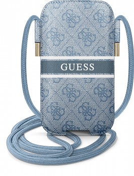 Kabelka na mobil Guess PU 4G Printed Stripe Pouch L modrá