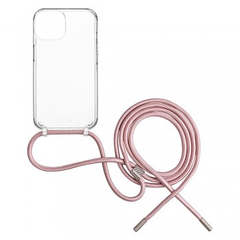 Pouzdro FIXED Pure Neck s růžovou šňůrkou na krk pro Samsung A54 5G
