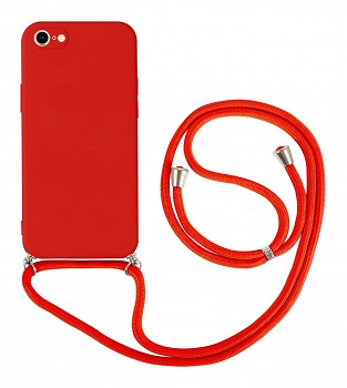 Zadní kryt na iPhone 8 červený se šňůrkou