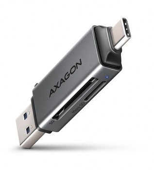 Čtečka paměťových karet AXAGON CRE-DAC USB-C a USB-A Mini šedá