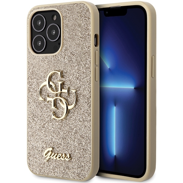 Originální pouzdro GUESS hardcase Glitter Script Big 4G GUHCP13LHG4SGD pro Iphone 13 Pro gold