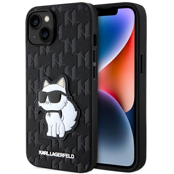 Originální pouzdro KARL LAGERFELD Saffiano Monogram Choupette KLHCP14SSAKHPCK pro Iphone 14 Black