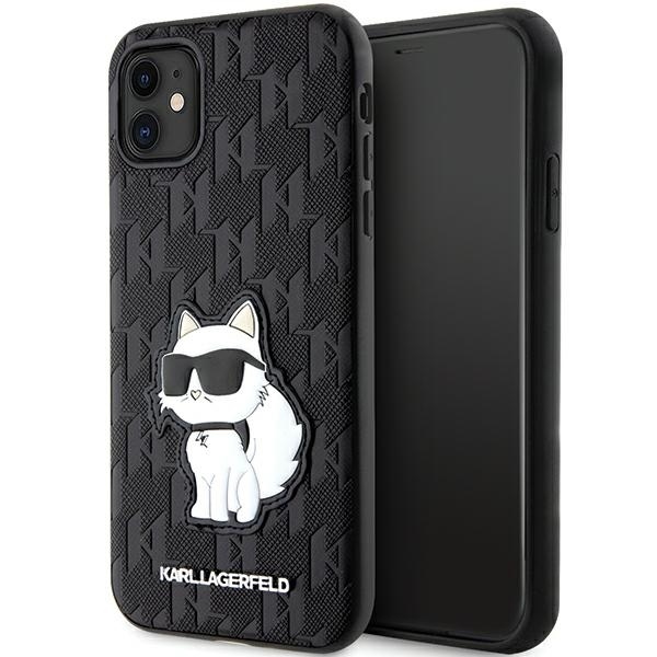 Originální pouzdro KARL LAGERFELD Saffiano Monogram Choupette KLHCN61SAKHPCK pro Iphone 11/ Xr Black