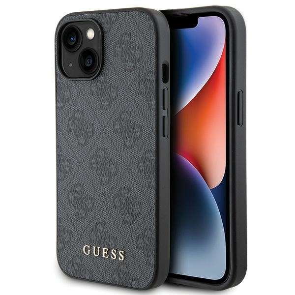 Originální pouzdro GUESS Hardcase 4G Metal Gold Logo GUHCP15SG4GFGR pro Iphone 15 Grey