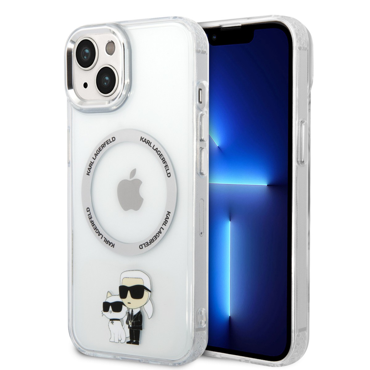 Karl Lagerfeld IML Karl and Choupette NFT MagSafe Zadní Kryt pro iPhone 15 Plus Transparent