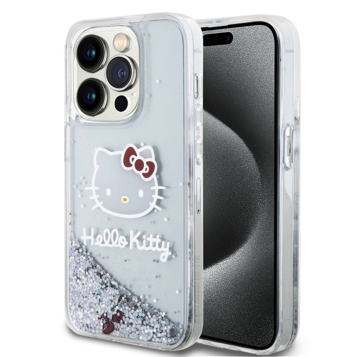 Hello Kitty Liquid Glitter Electroplating Head Logo Zadní Kryt pro iPhone 13 Pro Transparent