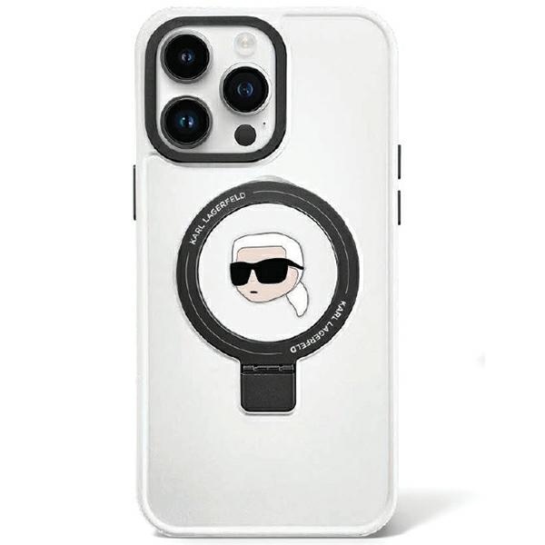 Originální pouzdro KARL LAGERFELD Ring Stand Karl Head MagSafe KLHMP15SHMRSKHH pro Iphone 15 White