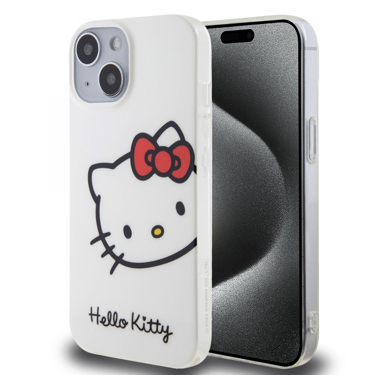 Hello Kitty IML Head Logo Zadní Kryt pro iPhone 15 White 