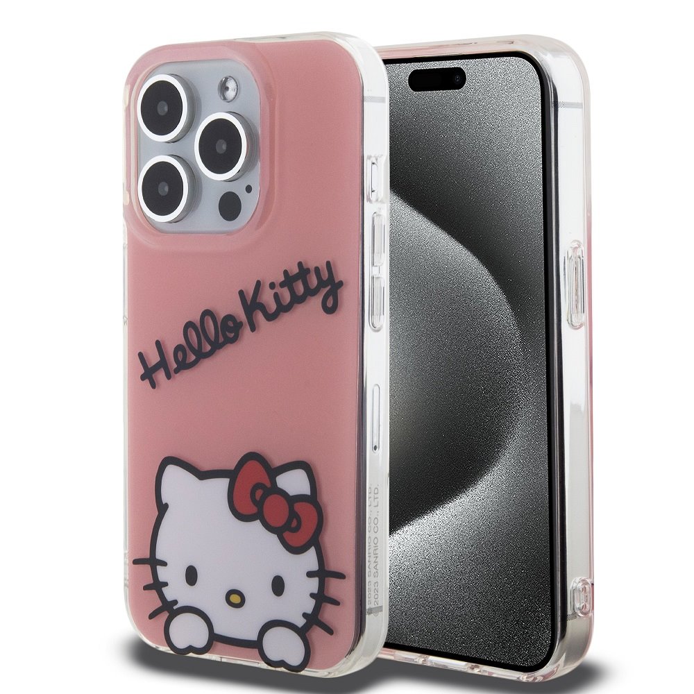 Hello Kitty IML Daydreaming Logo Zadní Kryt pro iPhone 15 Pro Pink