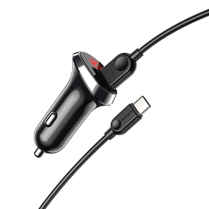 Nabíječka do auta Borofone BZ15 vč. USB-C datového kabelu Dual černá