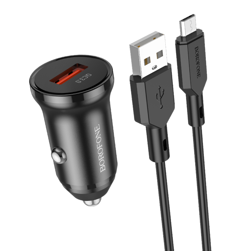 Rychlonabíječka do auta Borofone BZ18 vč. microUSB datového kabelu 18W černá