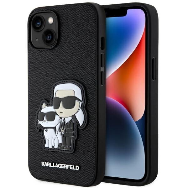 Originální pouzdro KARL LAGERFELD Saffiano Karl & Choupette KLHCP14SSANKCPK pro Iphone 14 Black