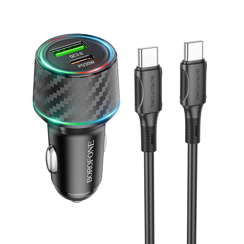 Rychlonabíječka do auta Borofone BZ21 vč. USB-C datového kabelu Dual 48W černá