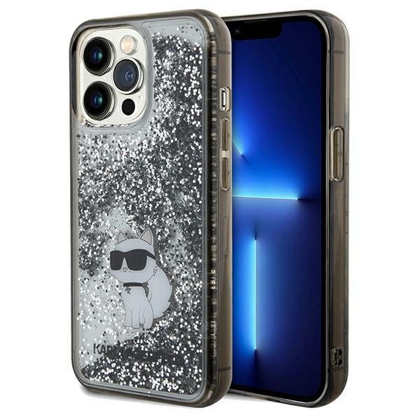 Originální pouzdro KARL LAGERFELD hardcase Liquid Glitter Choupette KLHCP13LLKCNSK pro Iphone 13/ 13 Pro Transparent