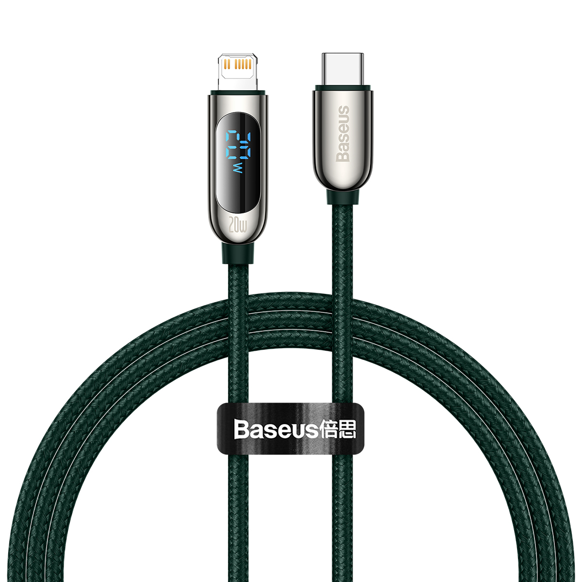 Baseus kabel Display - Type C to Lightning - PD 20W 2A 1 metr (CATLSK-06) zelený