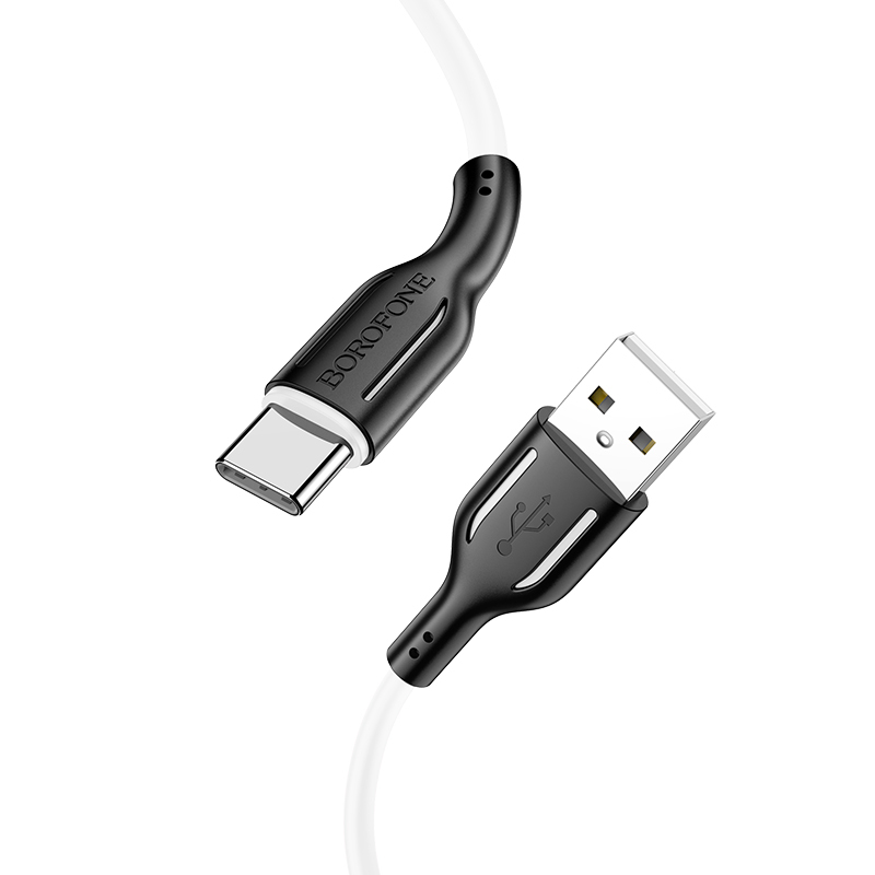 Kabel Borofone BX63 Charming - USB na typ C - 3A 1 metr černobílý