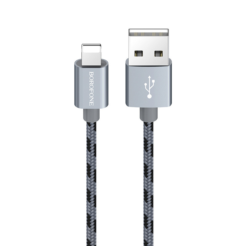 Borofone kabel BX24 Ring Current - USB na Lightning - 2,4A 1 metr šedý