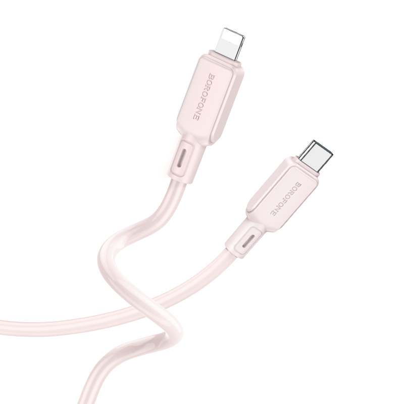 Borofone Kabel BX94 Crystal color - Type C to Lightning - PD 20W 1 metr světle růžový