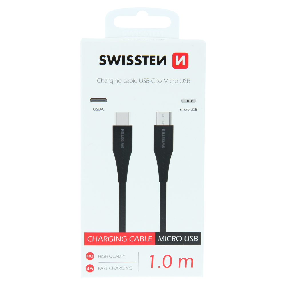 Nabíjecí kabel swissten usb-c / micro usb 1,0 m černý