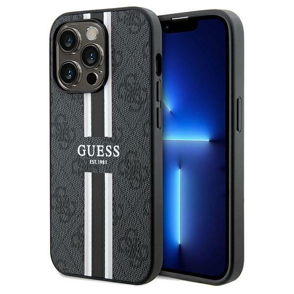 Originální pouzdro GUESS 4G Printed Stripes MagSafe GUHMP15LP4RPSK pro Iphone 15 Pro černé